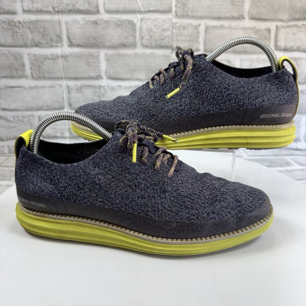 Cole Haan Original Grand Stitchlite Size 8 Gray and Yellow Comfort Oxford Shoes